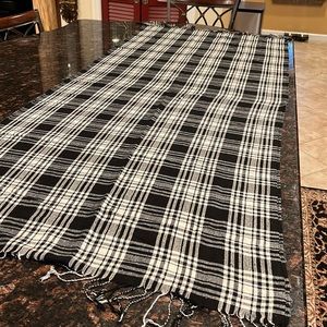 67“ x 28“ Black And White Buffalo Plaid Fringe Versatile Scarf/Wrap